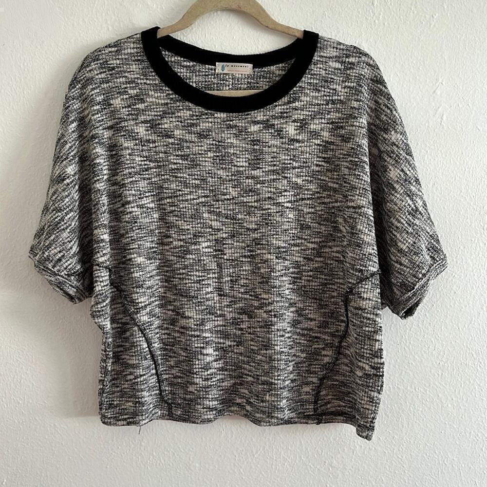 Free People Black & White Dolman Sleeve Knit Sweater Top Dize S